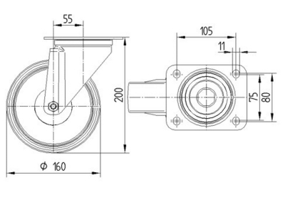 Roata_pivotanta_TENTE_poliamida_poliuretan_diametru_160_3470UAR160P63 red_dimensiuni_ro8